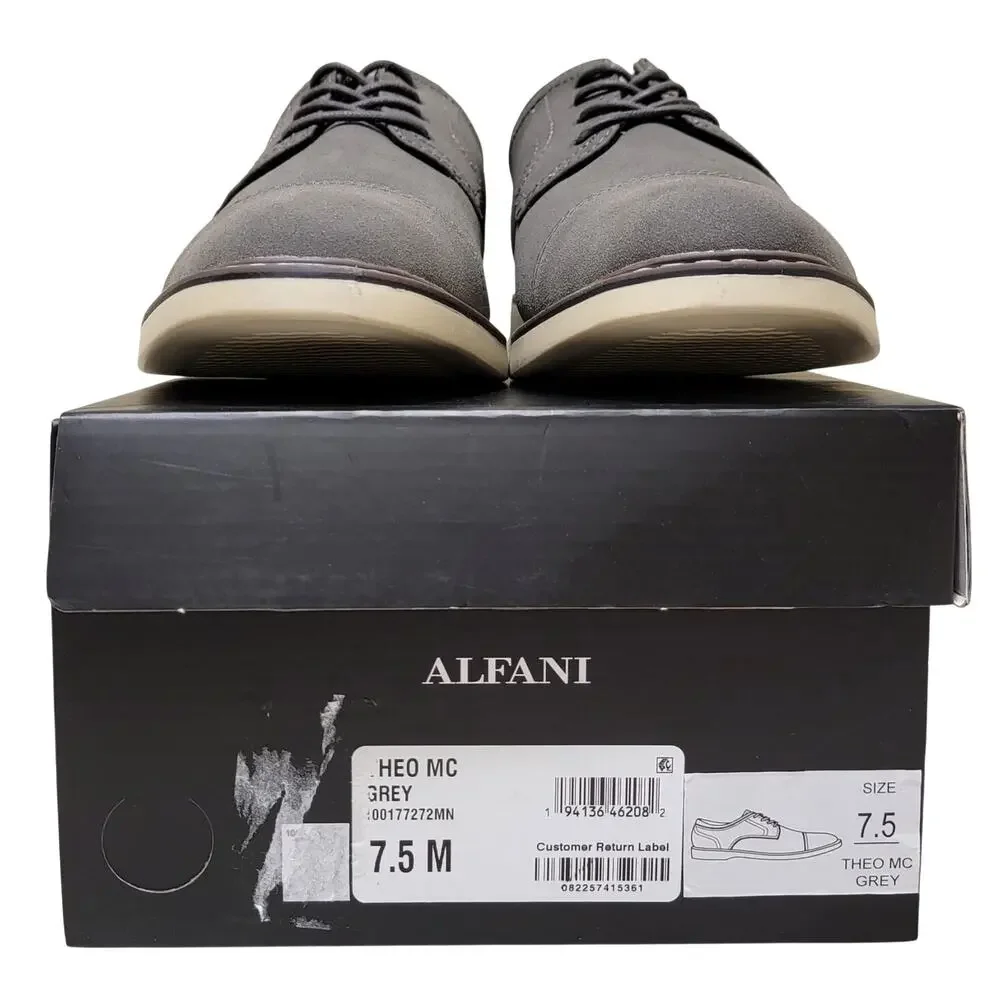 Alfani Men Theo Cap Toe Derby Oxfords Size US 7.5M Grey Microsuede